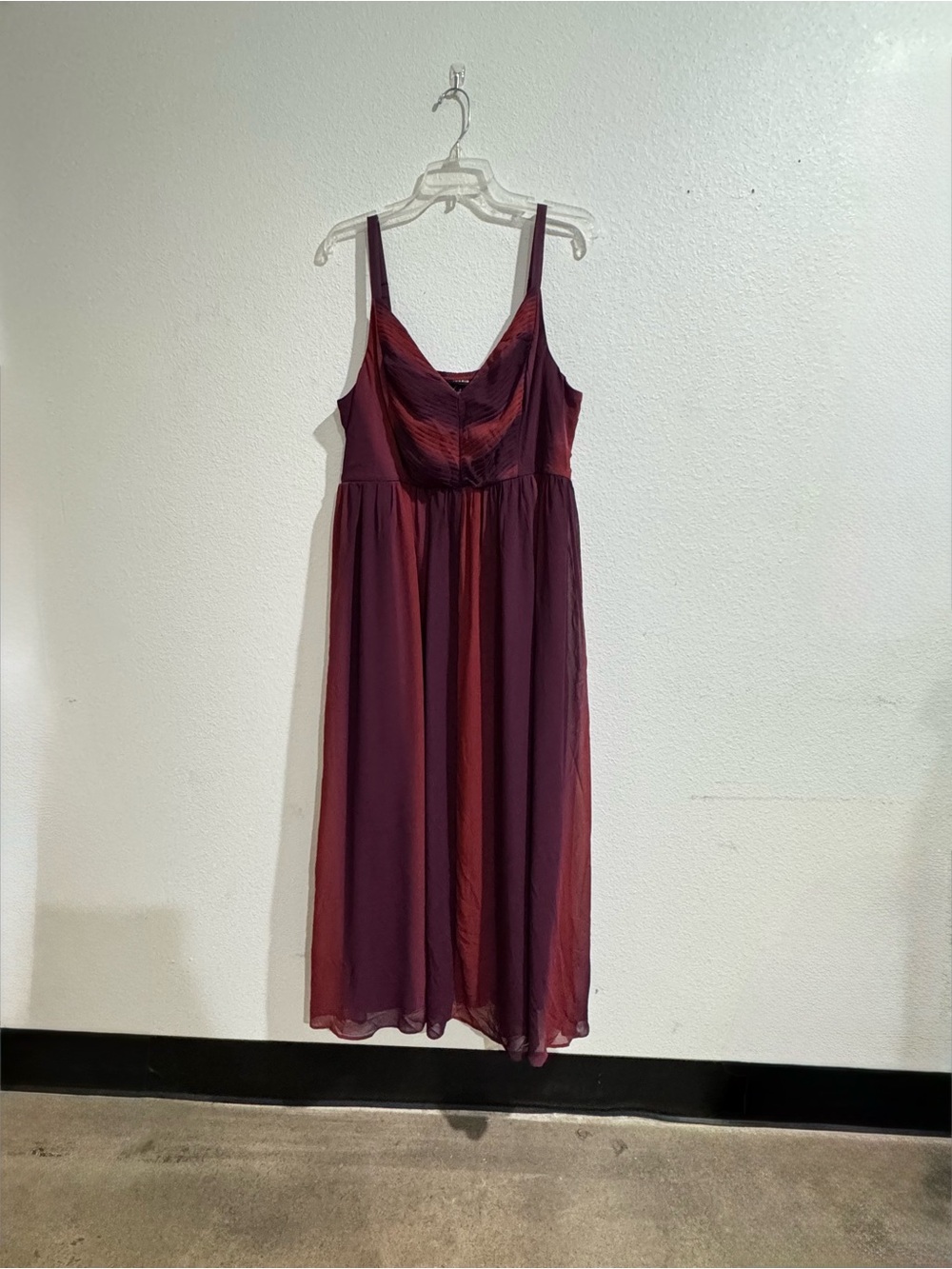 torrid Two-Tone Sleeveless Midi Dress in Wine and Burgundy